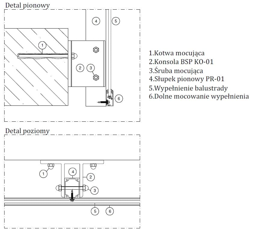 MOCOWANIE KONSOLI KO-01 DO CZOŁA PŁYTY BALKONOWEJ