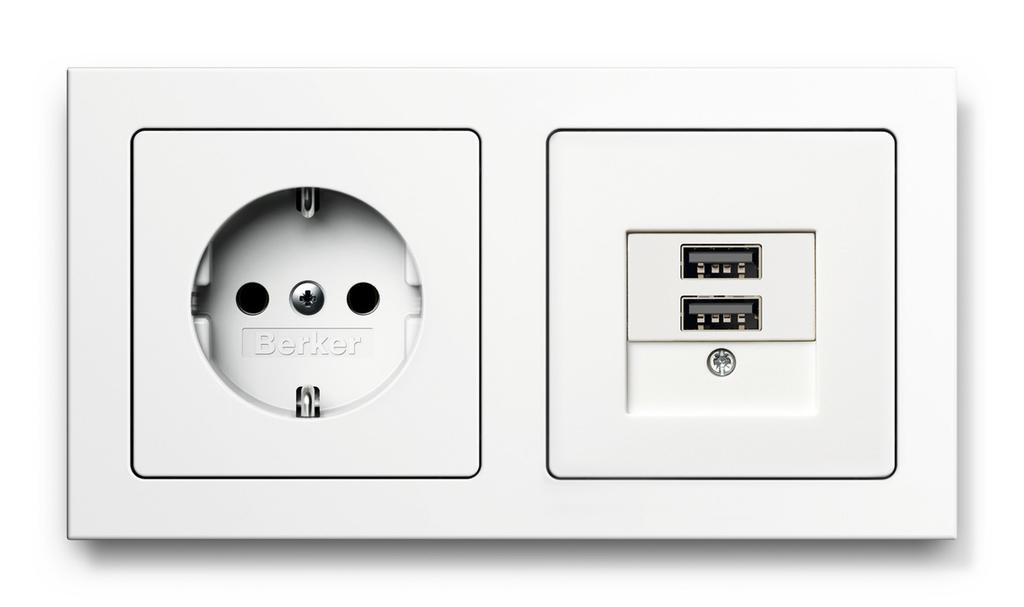 Q.3 Ramka 2-krotna pozioma z gniazdem i gniazdem USB biały aksamit