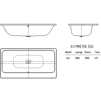 744 asymmetric 190x100 2D