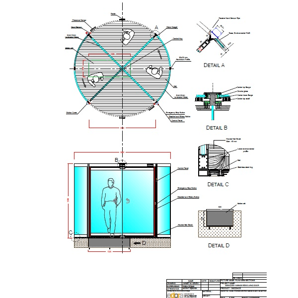 DRZWI OBROTOWE CAŁOSZKLANE Z ZAMKNIĘCIEM NOCNYM ED 300