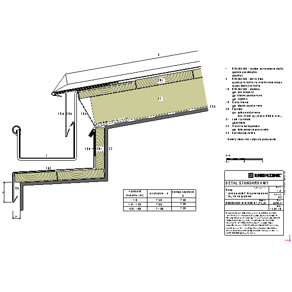 Okap + rynna prostokątna podwieszana leżąca na gzymsie (09020503010101000107)