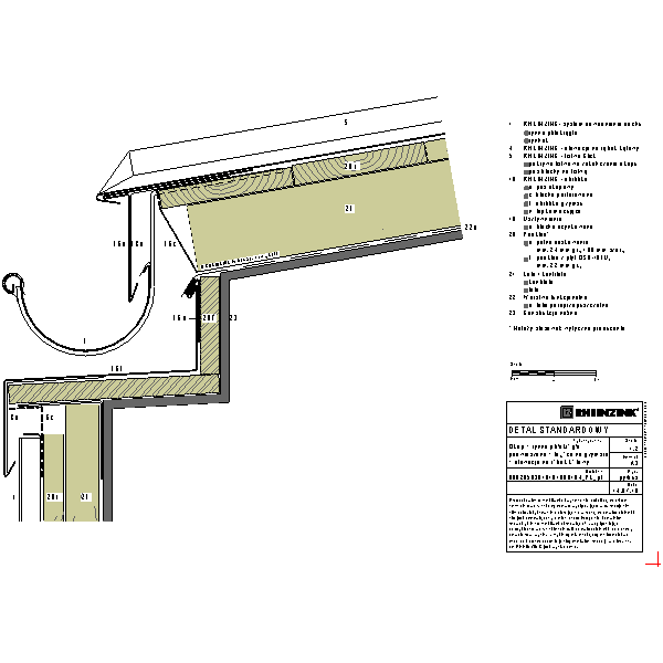 Okap+rynna półokrągła podwieszana leżąca na gzymsie + elewacja na rąbek kątowy  (09020503010101000104)