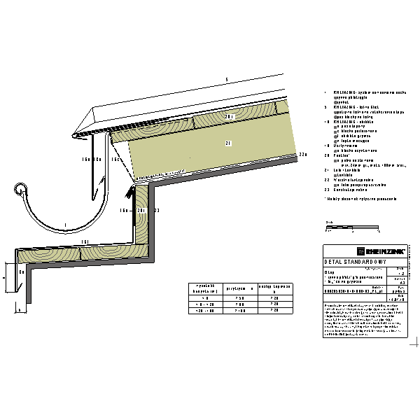 Okap + rynna półokrągła podwieszana + leżąca na gzymsie (09020503010101000103)