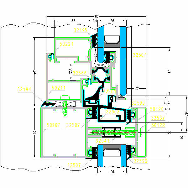 Fasada aluminiowa SYSTEM AF-50-19.dwg