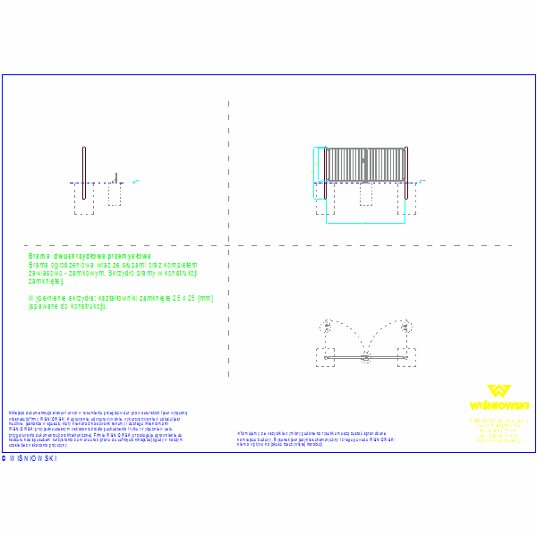 Brama dwuskrzydlowa Bastion 25x25 3500x1500, nr414