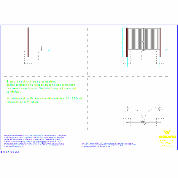 Brama dwuskrzydlowa  Bastion 25x25 3500x2400, nr3645