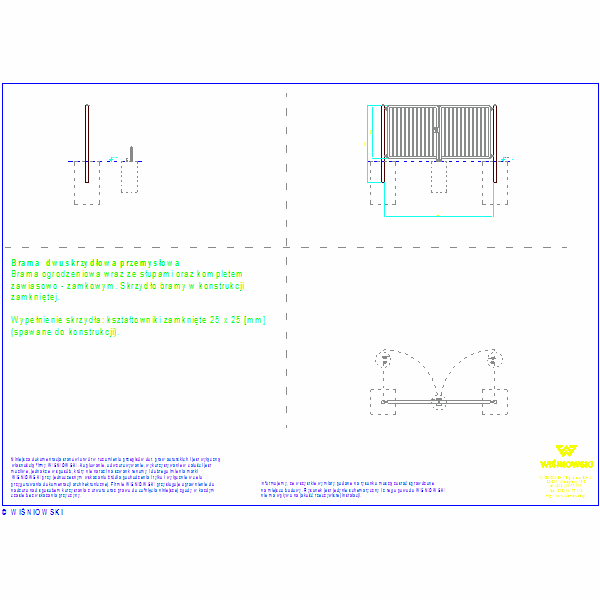 Brama dwuskrzydlowa Bastion 25x25 3500x1700, nr420