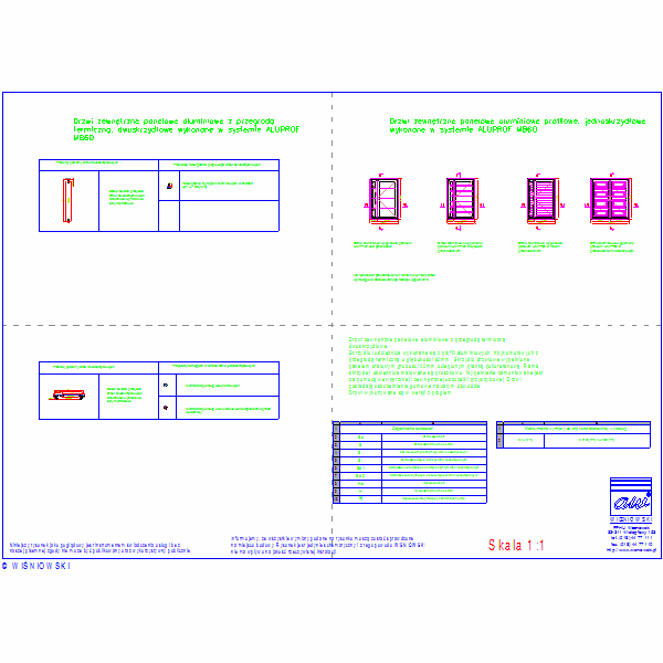 Drzwi zewnetrzne panelowe aluminiowe z przegroda termiczna dwuskrzydlowe,, nr5232