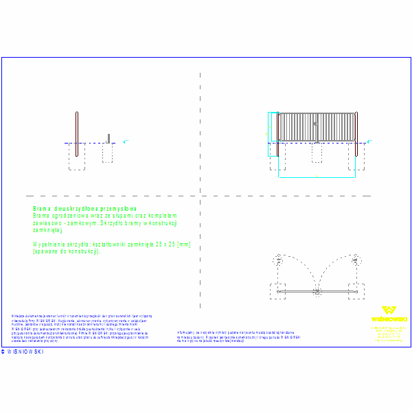 Brama dwuskrzydlowa Bastion 25x25 4000x1500, nr429