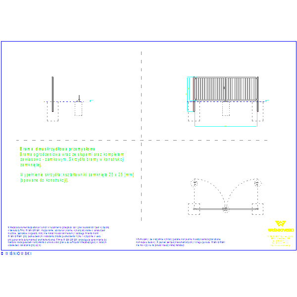 Brama dwuskrzydlowa Bastion 25x25 4500x1700, nr439