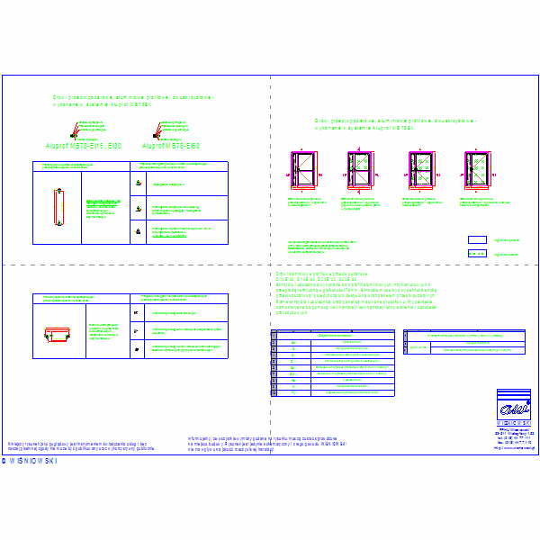 Drzwi ppoz. aluminiowe profilowe dwuskrzydlowe EI15, EI30, EI60,, nr5235