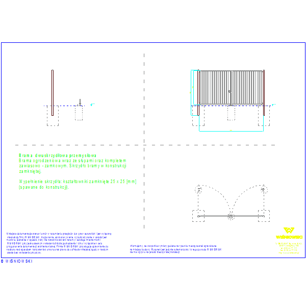 Brama dwuskrzydlowa  Bastion 25x25 ,4500x2400, nr3647
