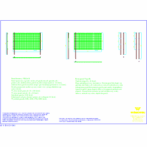 Panel Vega B 2500x1530 slup Beta SAFE 2000,2400mm, nr3757