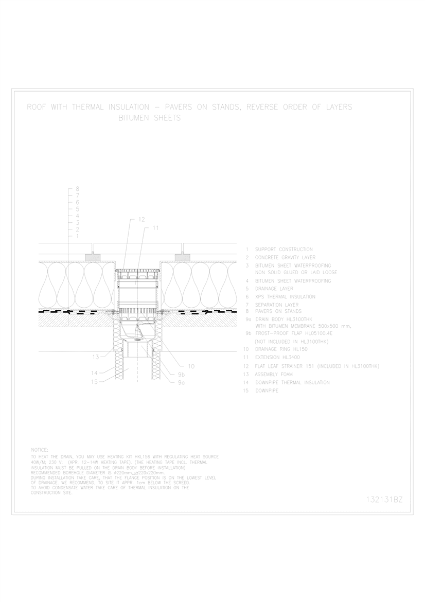 niezakotwiczona warstwa drenażowa