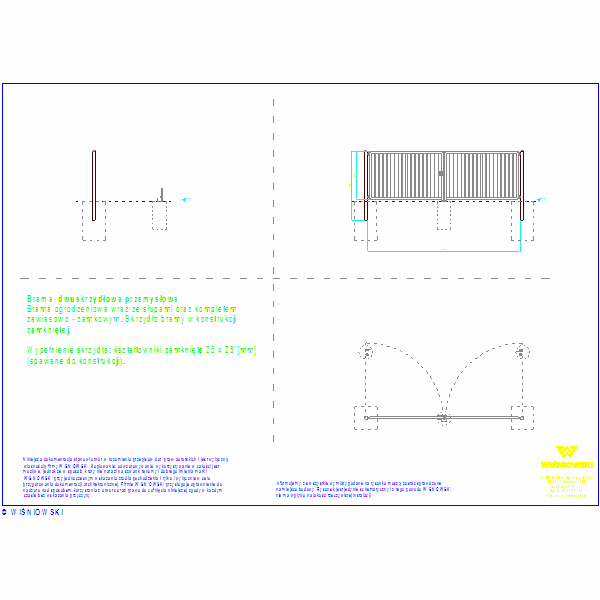 Brama dwuskrzydlowa Bastion 25x25 5500x1700, nr406