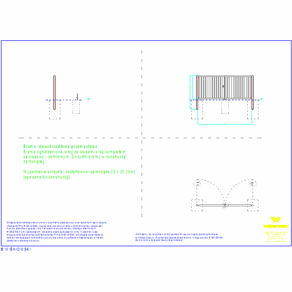 Brama dwuskrzydlowa Bastion 25x25 4000x1700, nr415