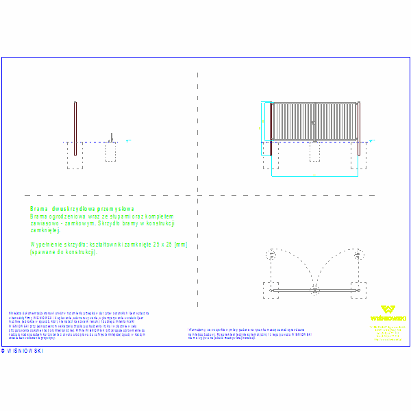 Brama dwuskrzydlowa Bastion 25x25 4500x2000, nr441