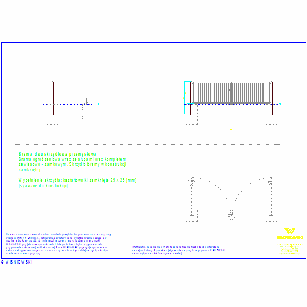 Brama dwuskrzydlowa Bastion 25x25 5500x1500, nr438
