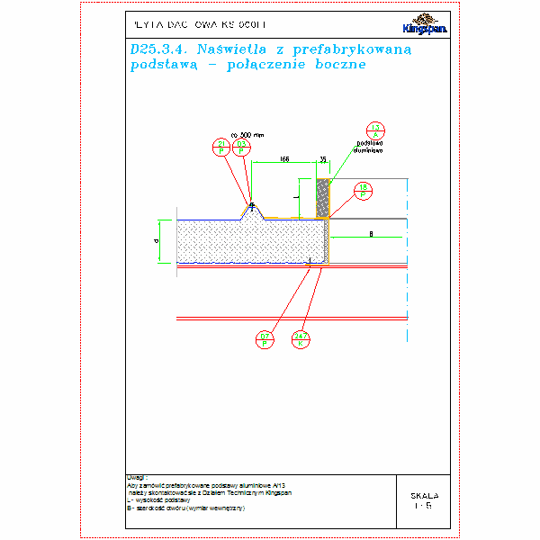D25.3.4.Naświetla z prefabrykowaną podstawą - połączenie boczne