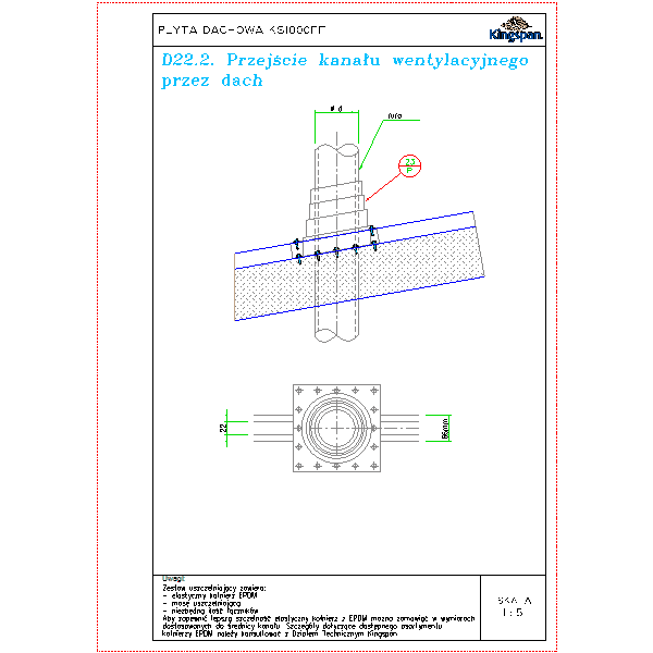D22.2.Przejście kanału wentylacyjnego przez dach