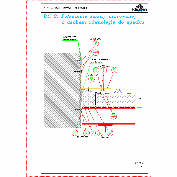 D17.2.Połączenie ściany murowanej z dachem równolegle do spadku