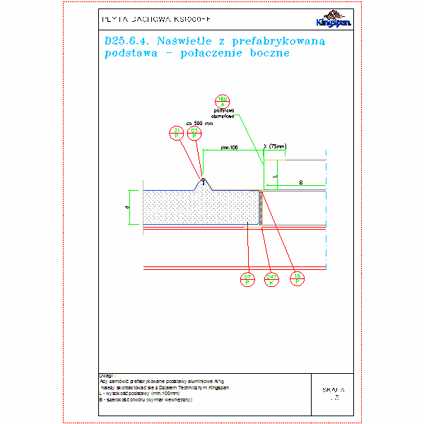 D25.6.4.Naświetle z prefabrykowaną podstawą - połączenie boczne