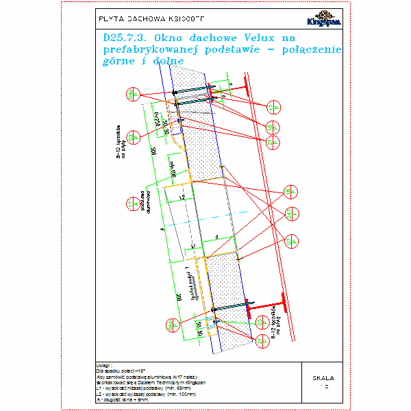 D25.7.3.Okno dachowe Velux na prefabrykowanej podstawie - połączenie górne i dolne