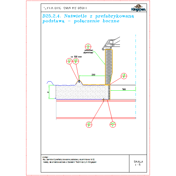 D25.2.4.Naświetle z prefabrykowaną podstawą - połączenie boczne