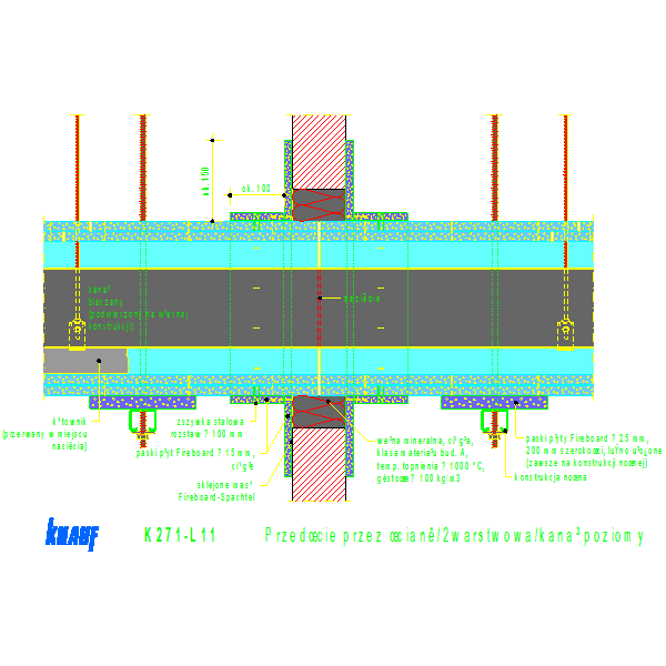 K271-L11_Przejście_przez_ścianę_2warstwowa_kanał_poziomy
