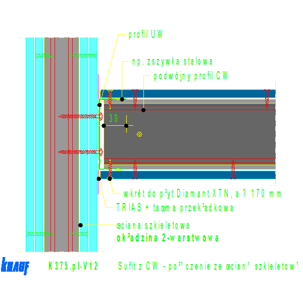 K375de-V12_Sufit_z_CW_-_Połączenie_ze_ścianą_szkieletową