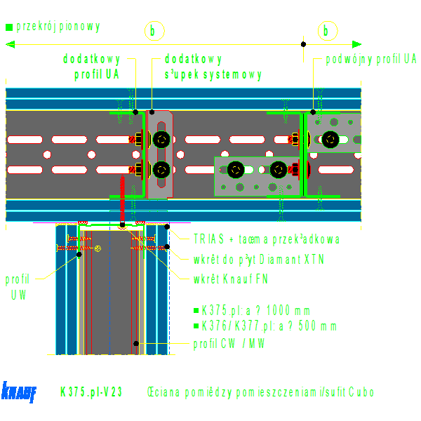 K375de-V23_Ściana_pomiędzy_pomieszczeniami_sufit_Cubo