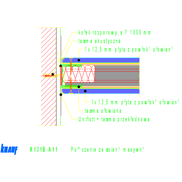 K131B-A11_Połączenie_ze_ścianą_masywną