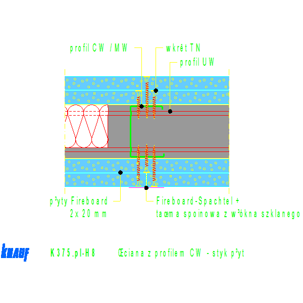 K375de-H8_Ściana_z_profilem_CW_-_styk_płyt