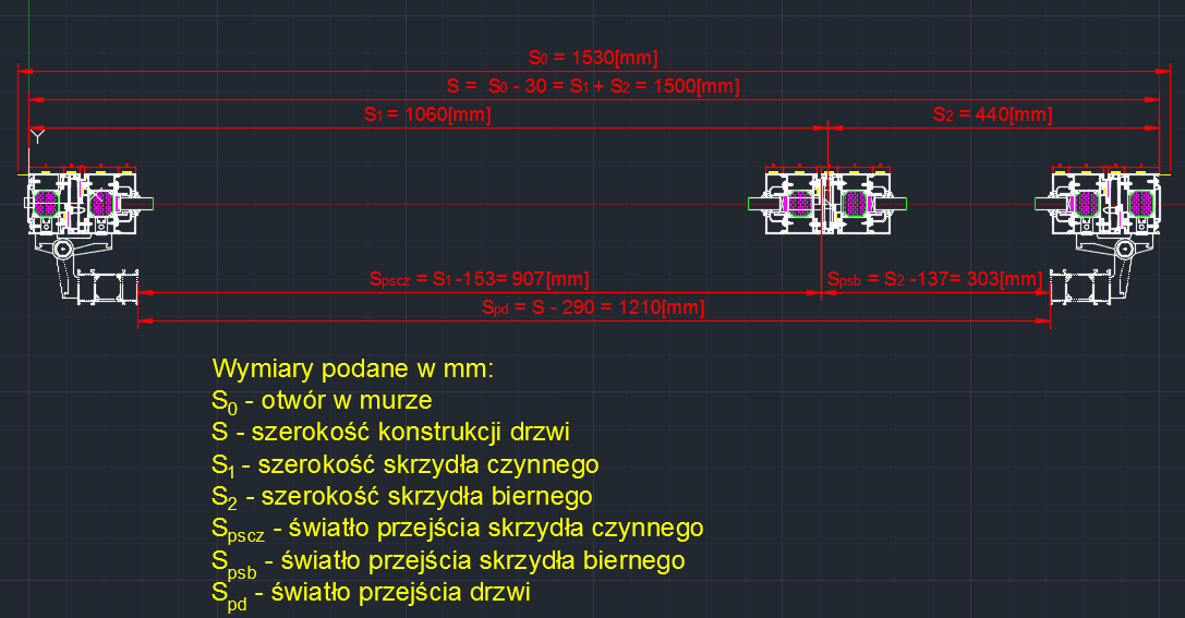 Drzwi ppoż ALUFIRE - światło przejścia drzwi 2sk