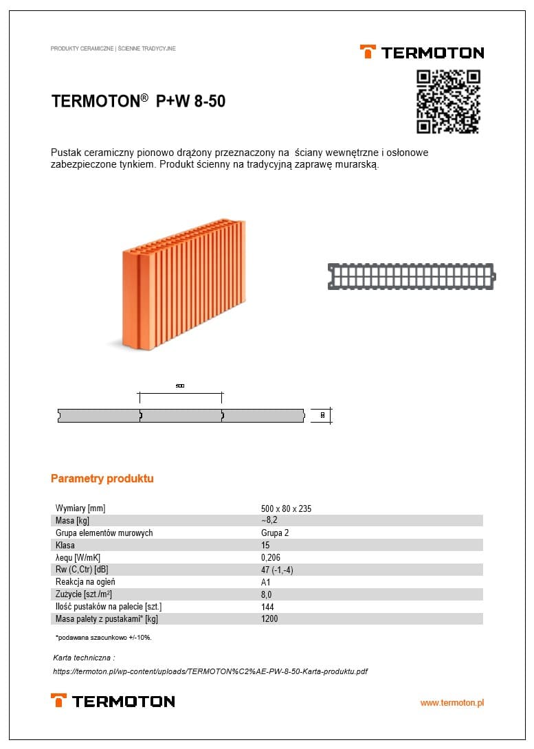 Pustaki ceramiczne ścienne tradycyjne TERMOTON 