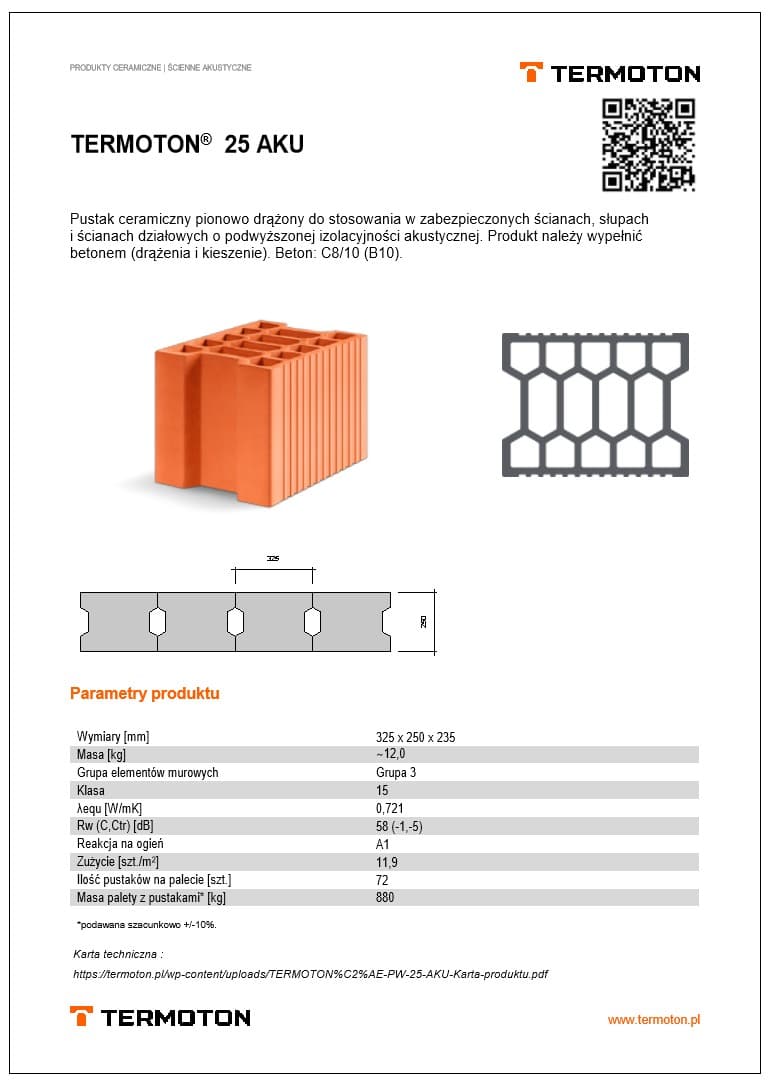 Pustaki ceramiczne ścienne akustyczne TERMOTON 
