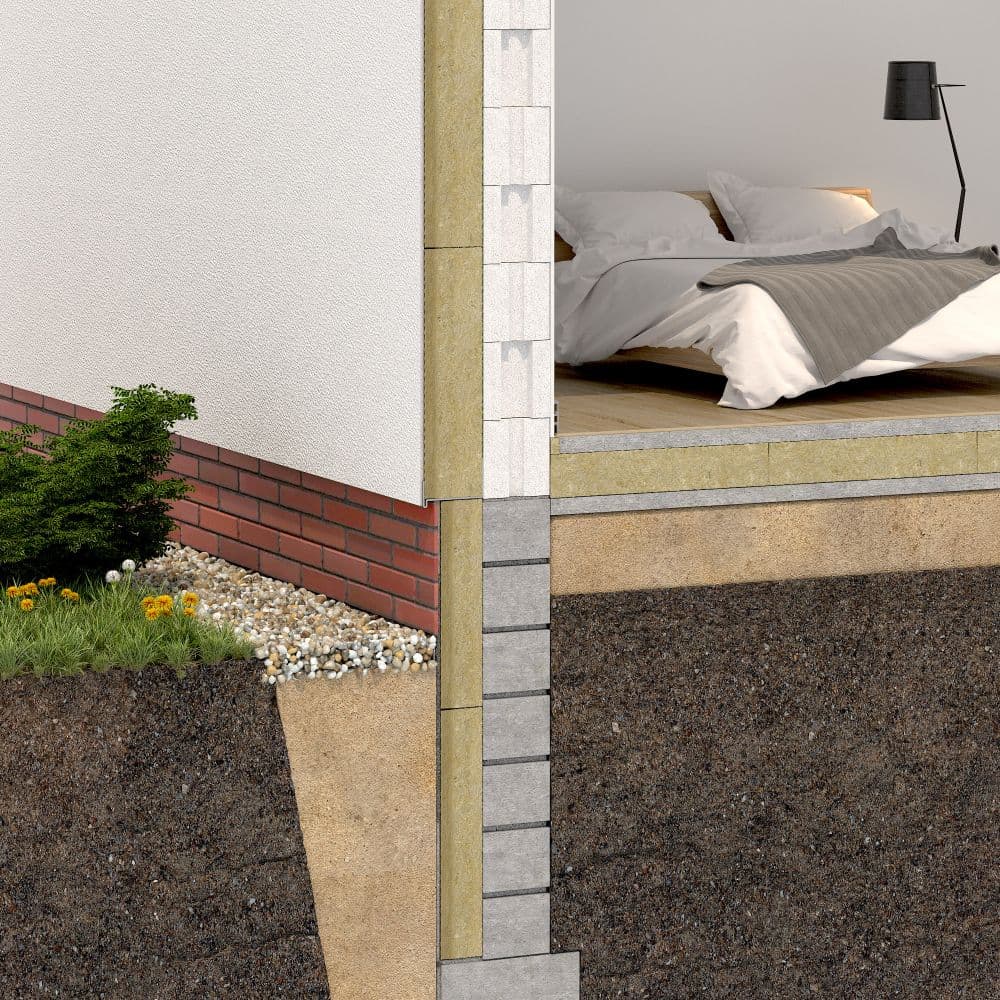 Insulation of a double-skin external wall with plaster